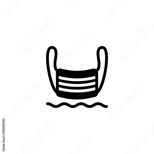 glyph disposable medical masks in waters solid icon and illustration