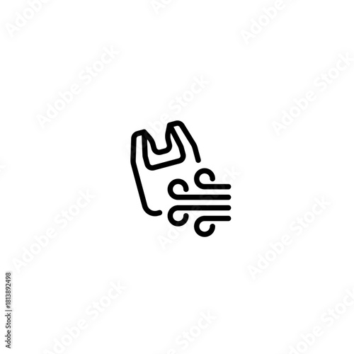 plastic bags blown away by the wind icon and illustration
