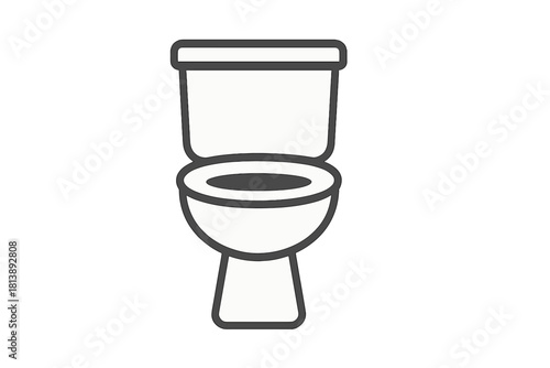 Minimalist white toilet fixture with black outline for restroom signage and sanitation