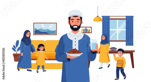 Joyful family gathering with traditional food and playful children indoors