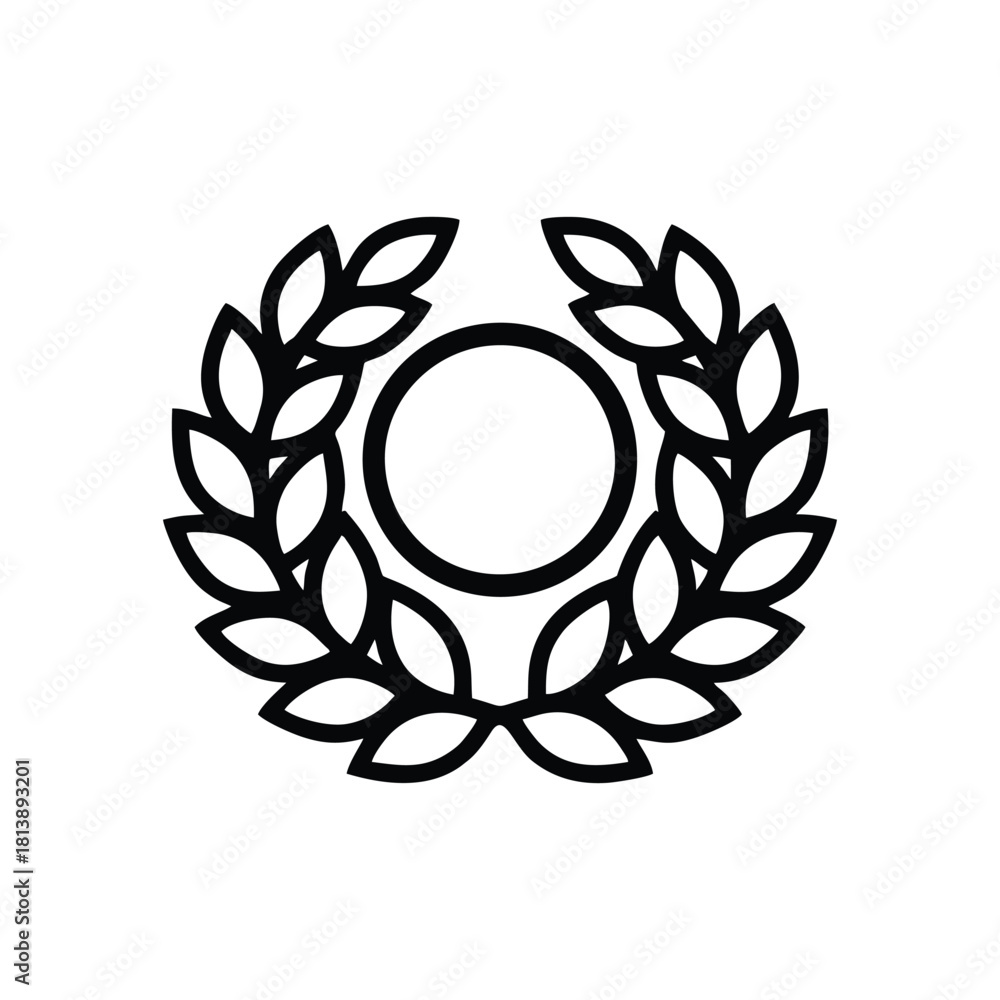 Obraz premium Laurel Wreath Icon with Circle: Victory, Achievement, Award, Crest & Glory Symbol