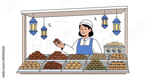 Delightful Middle Eastern Pastry Stand Featuring Assorted Sweets and