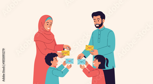 Family Engaging in Creative Correspondence Excitement and Connection