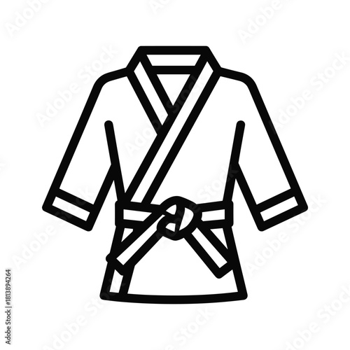 Karate uniform with belt tied isolated on