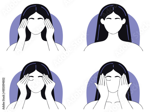 Steps to relaxing facial massage demonstrating simple techniques for skincare and well-being practices