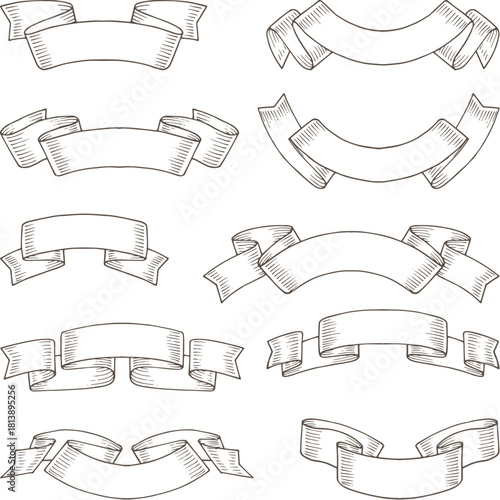 Vintage vector ribbon and banner collection illustration design elements