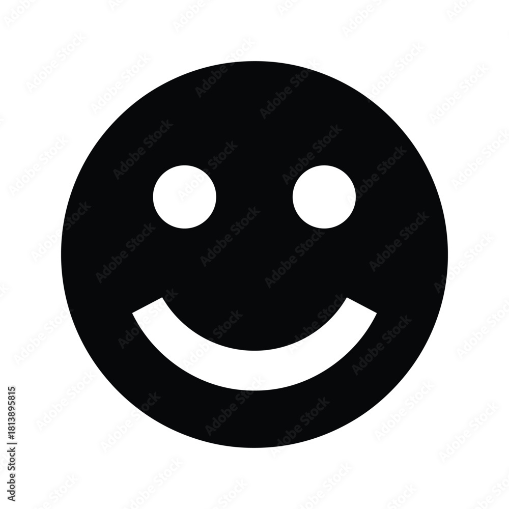 Fototapeta premium Black smiley face icon isolated on
