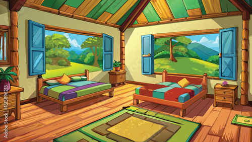 Traditional rural inside a farmer’s mud dwelling vector illustration ai generated art