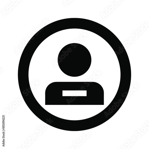 A simple black icon representing a person or user profile within a circle