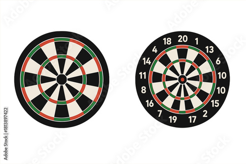 Two classic dartboards for aiming and scoring in a traditional pub game