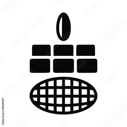 Cacao, Chocolate Bar & Cocoa Bean Icon: Sweets, Dessert, and Food Production Symbol