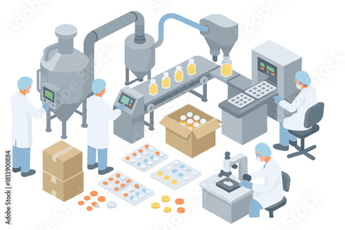 Automated medicine manufacturing process with quality control and packaging on a production line