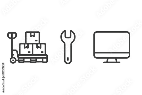 Essential icons for logistics, maintenance, and digital technology services
