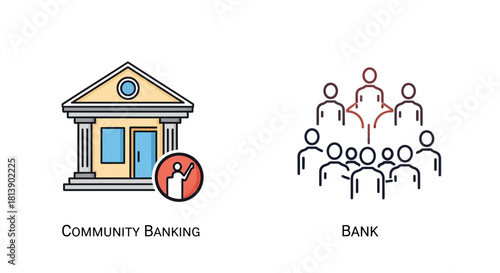 Community Banking and Bank Concept Illustration with People.
