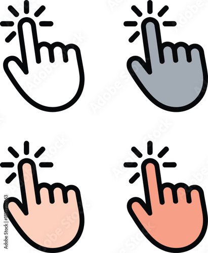 Various hand pointer icons displaying different colors and shades