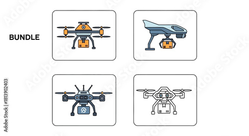 Drone Bundle - Diverse Aerial Vehicle Designs for Various Applications.