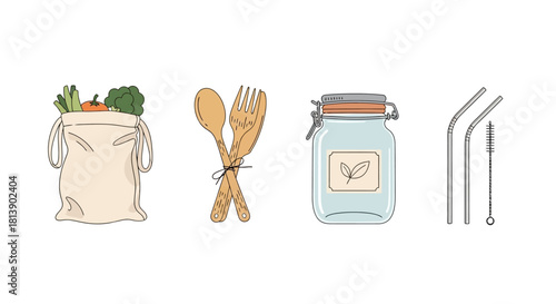 Eco friendly reusable items for sustainable living.