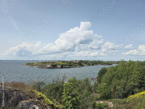 Suomenlinna sea fortress in Helsinki seen from Vallisaari island