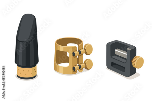 Saxophone mouthpiece, ligature, and reed cutter accessories set for woodwind instruments