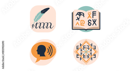 Language and Communication Icons Set.