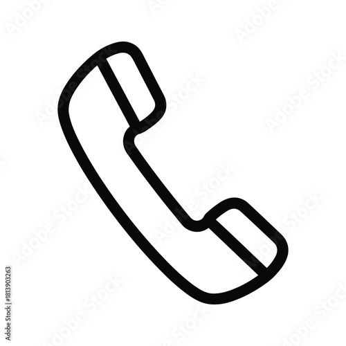 Simple black line drawing of a telephone handset isolated on