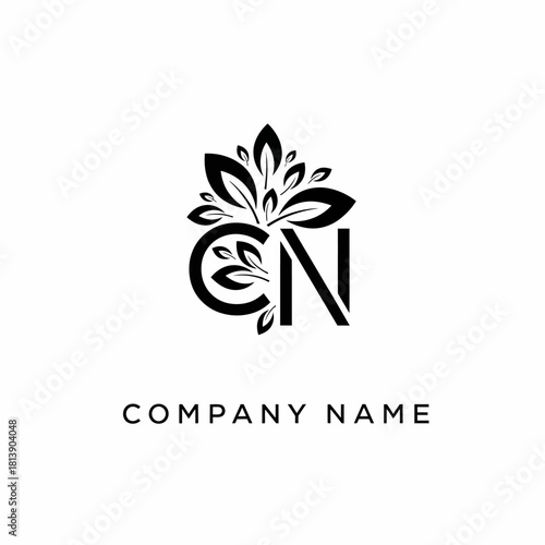 Elegant CN Logo with Leaves and Company Name.