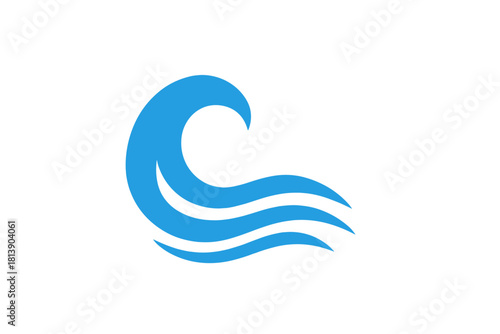 Abstract blue ocean wave symbol representing water motion and fluidity icon graphic design