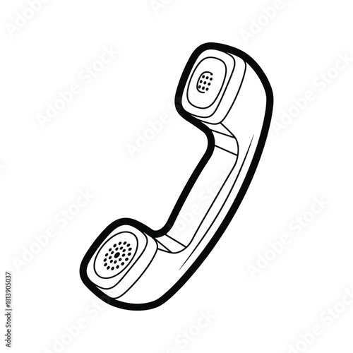 Black and white outline drawing of a telephone handset, symbolizing communication and conversation