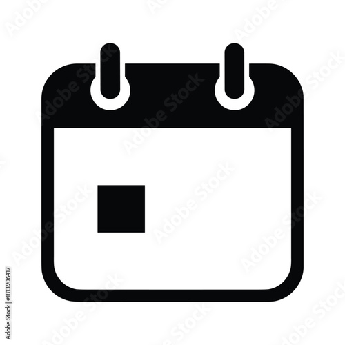 Simple black calendar icon isolated on