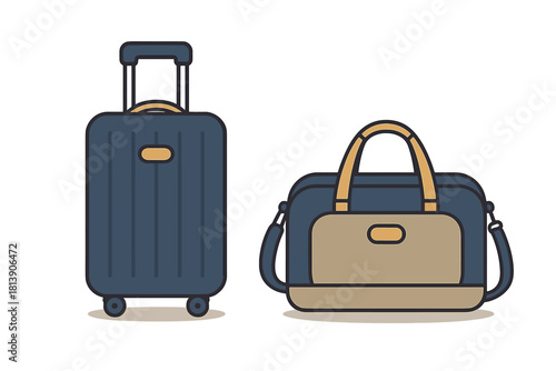 Stylish travel luggage set with wheeled suitcase and duffel bag for airport transport