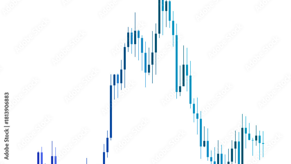Obraz premium 金融市場のローソク足チャートと価格変動の推移 株式投資や為替取引におけるテクニカル分析のグラフ 経済指標と資産運用を表すデジタルトレンドデータ