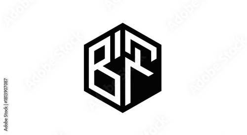 Monochrome initial hexagon logo featuring letter combinations elegant and minimal design