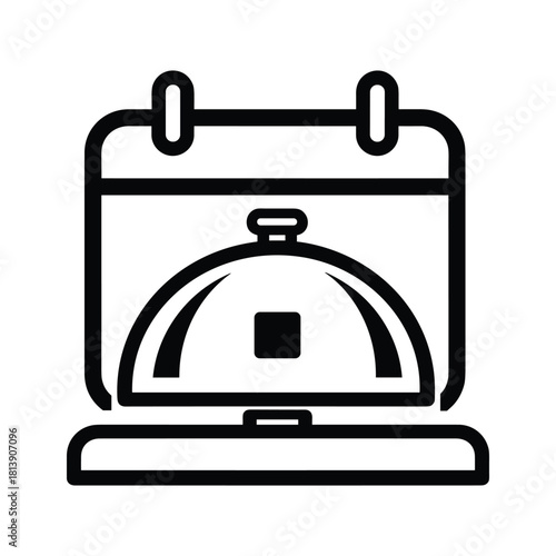 Calendar with cloche food cover icon isolated on