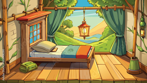 Simple indoor room scene featuring a poor farmer vector illustration ai generated art