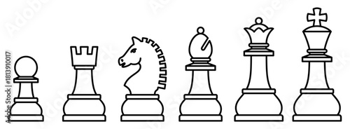 様々な形のチェスの駒のアイコンのベクターイラストのセット