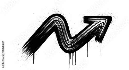 Grunge arrow with dripping paint effect pointing upward and to the right