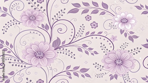 Elegant floral pattern in soft lavender hues offers a touch of vintage charm and serene beauty for your next design or creative project