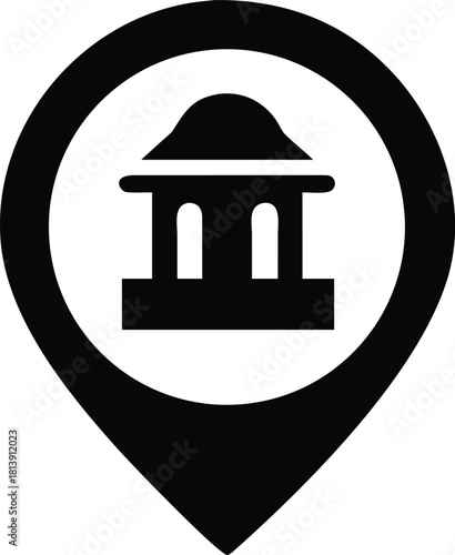 Temple location pin icon vector on white background