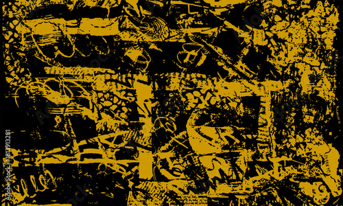 Abstract yellow and black textured digital painting