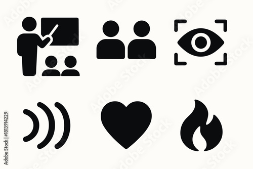 Educational icon set for learning and communication design