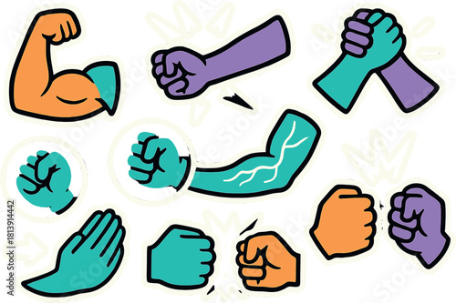 Vibrant dynamic power icons for motivational design and energy themes