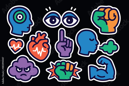 Vibrant tension icons for design poster and creative projects