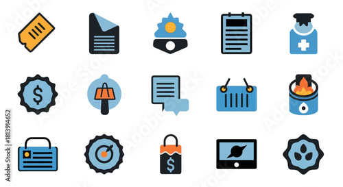 Collection of various icons representing different concepts and ideas.