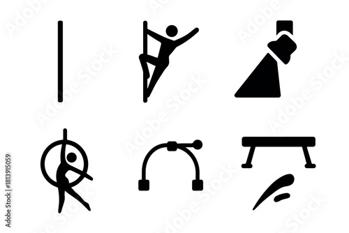 Minimalist dance and gymnastics icons for design and decoration projects