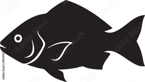 Fish silhouette vector icon illustration, simple aquatic animal logo symbol