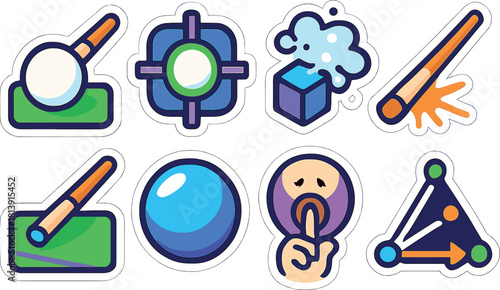 Billiards icon set for game graphics or sports-themed design projects
