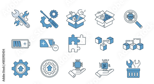 Technology and Repair Service Icon Set Collection.