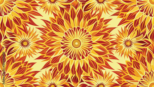 Seamless decorative pattern of abstract flowers with layered overlaps vector illustration ai generated art
