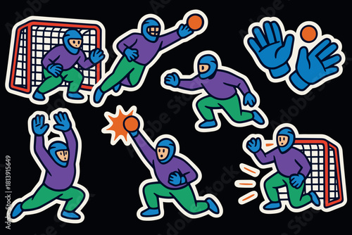 Goalkeeper reflex icon set for sports coaching and training design