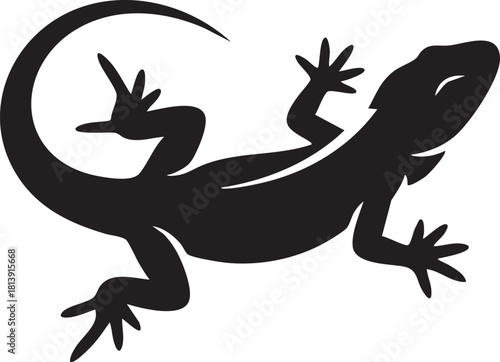 Lizard silhouette vector icon illustration, simple gecko reptile animal logo symbol